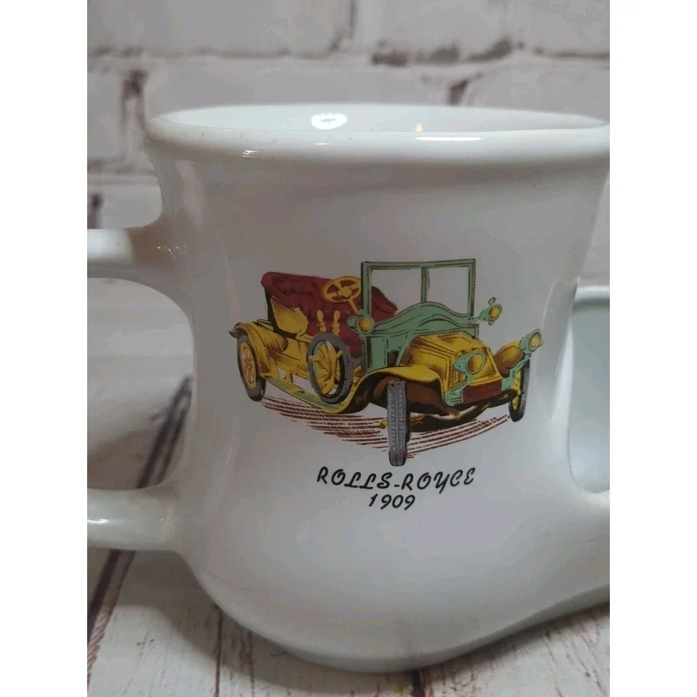 Vintage WADE Mens Shaving Mug Rolls-Royce 1909 White‎ Made In England